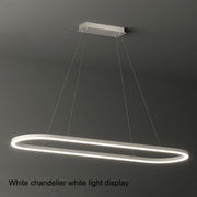 Modern Minimalist Oval Pendant Light Adjustable LED Chandelier Black V255-L-24119-B