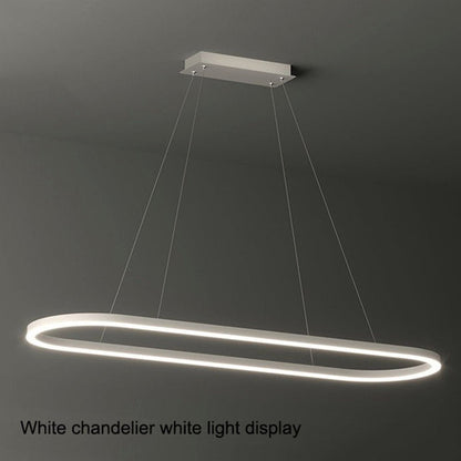 Modern Minimalist Oval Pendant Light Adjustable LED Chandelier Black V255-L-24119-B