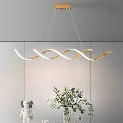 120cm Modern Minimalist Titanium Gold Pendant Light Adjustable LED Chandelier V255-L-24122-G-120
