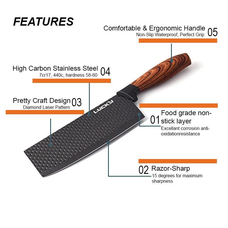 6 pieces Kitchen Knife Set Everich Chef Knives Stainless Steel Nonstick Scissor V255-LK-012