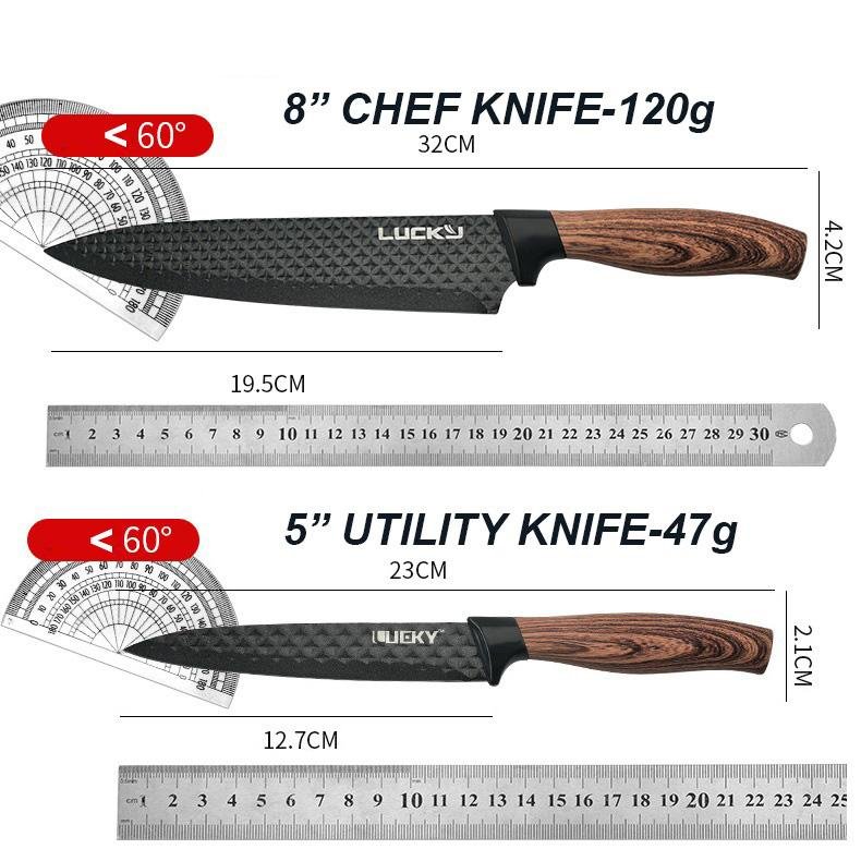 6 pieces Kitchen Knife Set Everich Chef Knives Stainless Steel Nonstick Scissor V255-LK-012