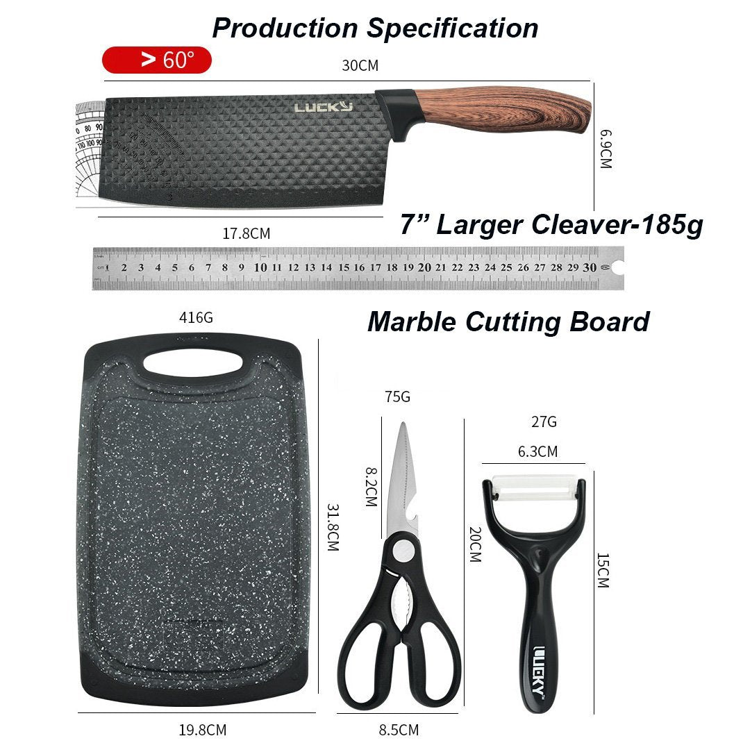 6 pieces Kitchen Knife Set Everich Chef Knives Stainless Steel Nonstick Scissor Cutting Board V255-LK-CB02