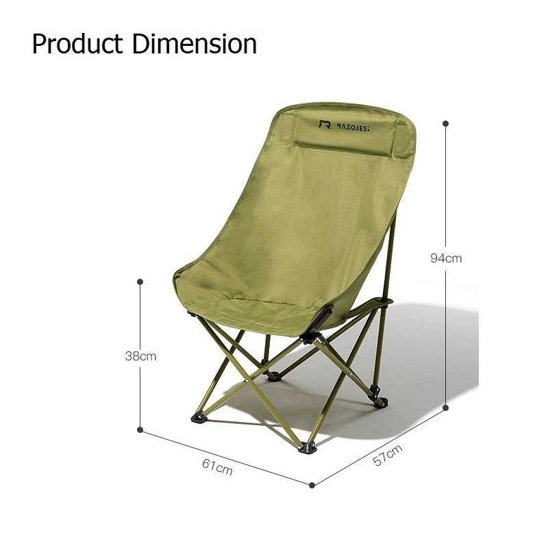 RAZOJESS Enlarged Moon Chair for Outdoor Camping Fishing Picnic Green V255-MOON-LC-GR