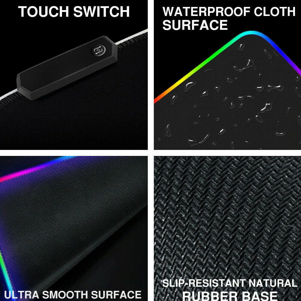 LED Gaming Mouse Pad Large RGB Extended Mousepad Keyboard Desk Anti-slip Mat V255-MPAD-RGB