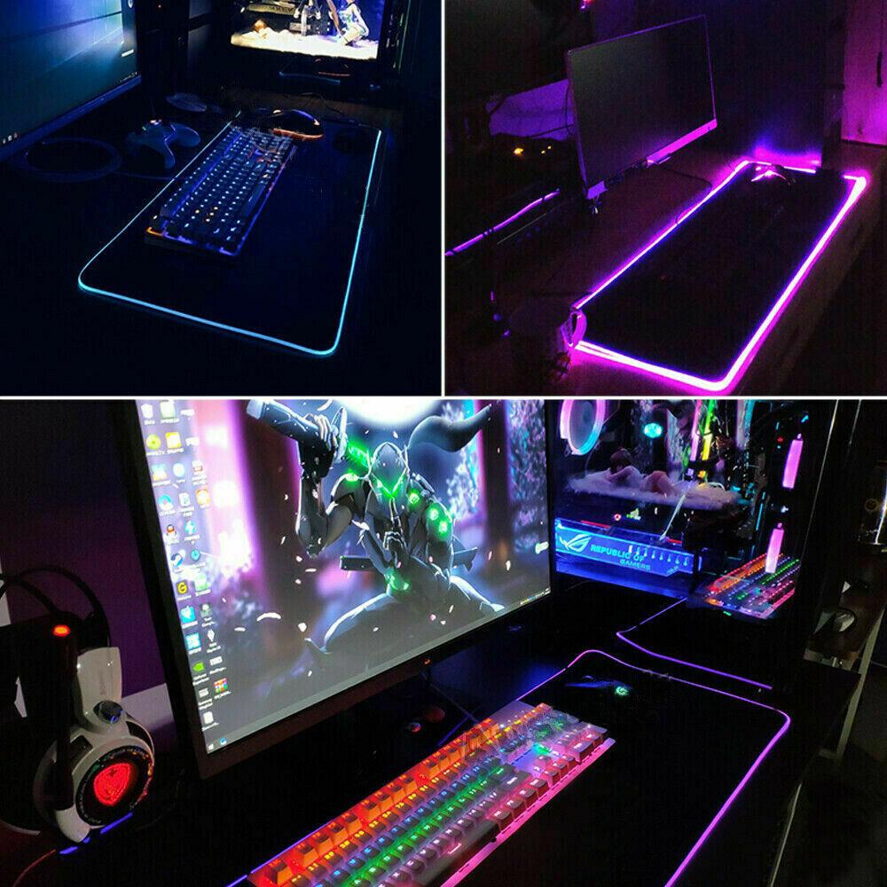 LED Gaming Mouse Pad Large RGB Extended Mousepad Keyboard Desk Anti-slip Mat V255-MPAD-RGB