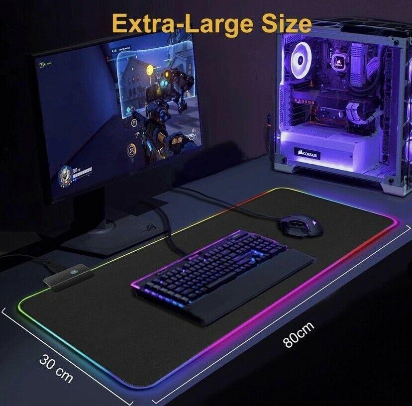 LED Gaming Mouse Pad Large RGB Extended Mousepad Keyboard Desk Anti-slip Mat V255-MPAD-RGB