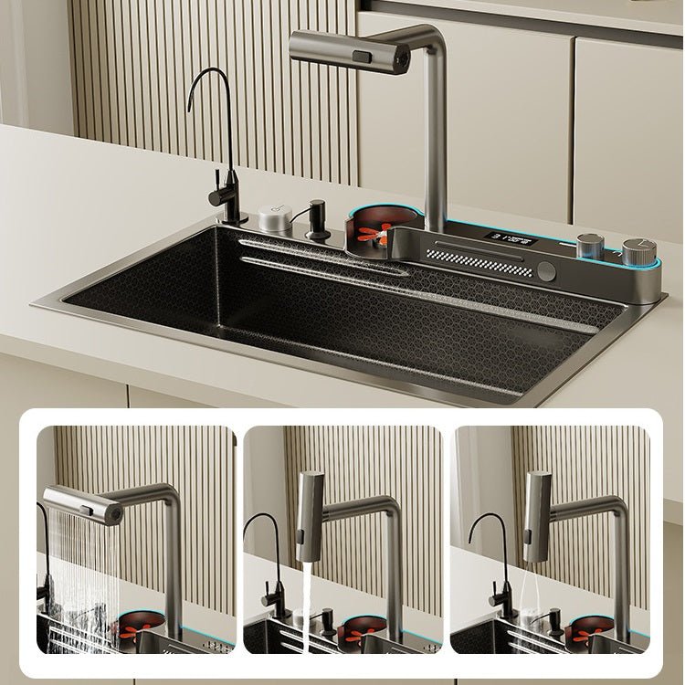 2024 Integrated Waterfall Kitchen Sink Honeycomb Technology Large Digitial Display Stainless Steel Water V255-NDW-7546