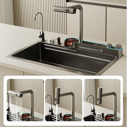 2024 Integrated Waterfall Kitchen Sink Honeycomb Technology Large Digitial Display Stainless Steel Water V255-NDW-7546