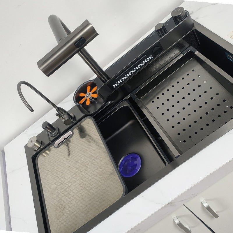 2024 Integrated Waterfall Kitchen Sink Honeycomb Technology Large Digitial Display Stainless Steel Water V255-NDW-7546