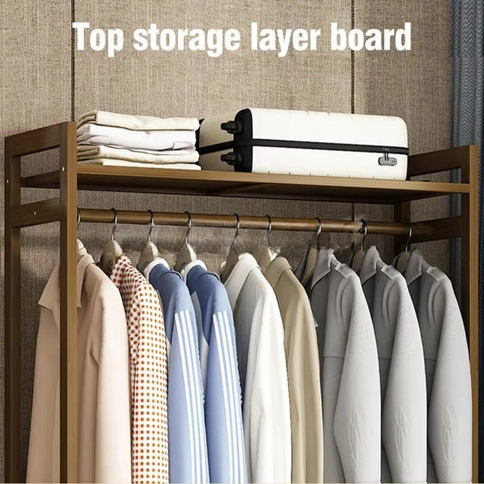 Bamboo Clothes Rack Garment Closet Storage Organizer Hanging Rail Shelf Dress room 110CM V255-QBYMJ-110