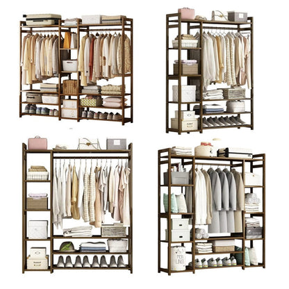 Bamboo Clothes Rack Garment Closet Storage Organizer Hanging Rail Shelf Dress room 120CM V255-QBYMJ-120