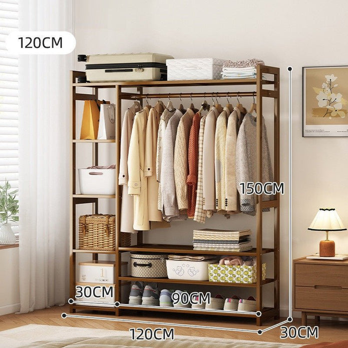 Bamboo Clothes Rack Garment Closet Storage Organizer Hanging Rail Shelf Dress room 120CM V255-QBYMJ-120