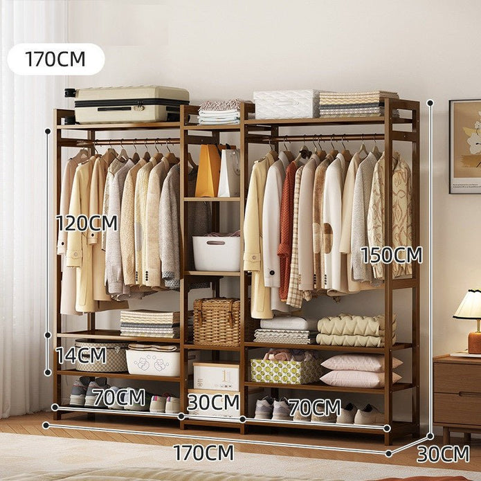 Bamboo Clothes Rack Garment Closet Storage Organizer Hanging Rail Shelf Dress room 170cm V255-QBYMJ-170