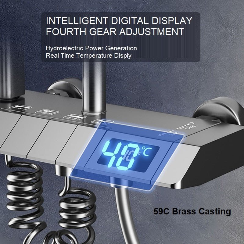 Geobella S31 Luxury Shower System Hot Cold Mixer Shower Set Bathroom Thermostatic SPA Rainfall Bath Tap V255-S31-DIG