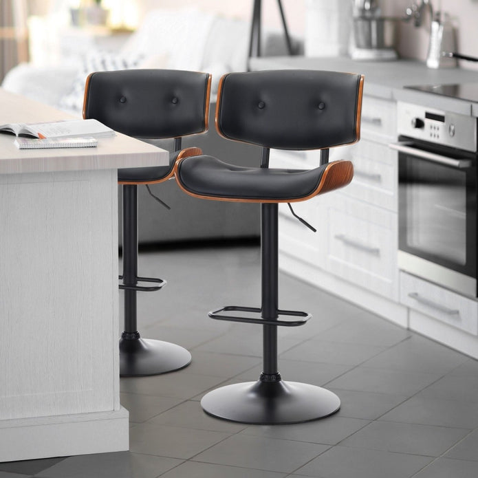 SERENITa European Wooden Black Modern Bar Stools Swivel Bar Stool Chair Counter Height Bar(Black)stool with V255-SE-BS5517-BLACK