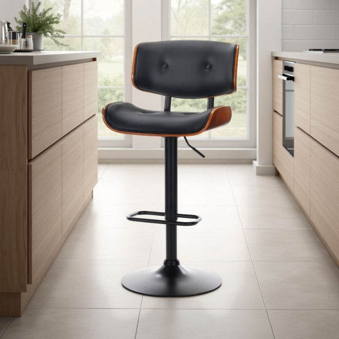 SERENITa European Wooden Black Modern Bar Stools Swivel Bar Stool Chair Counter Height Bar(Black)stool with V255-SE-BS5517-BLACK