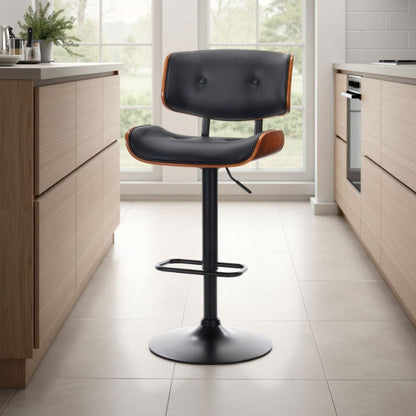 SERENITa European Wooden Black Modern Bar Stools Swivel Bar Stool Chair Counter Height Bar(Black)stool with V255-SE-BS5517-BLACK