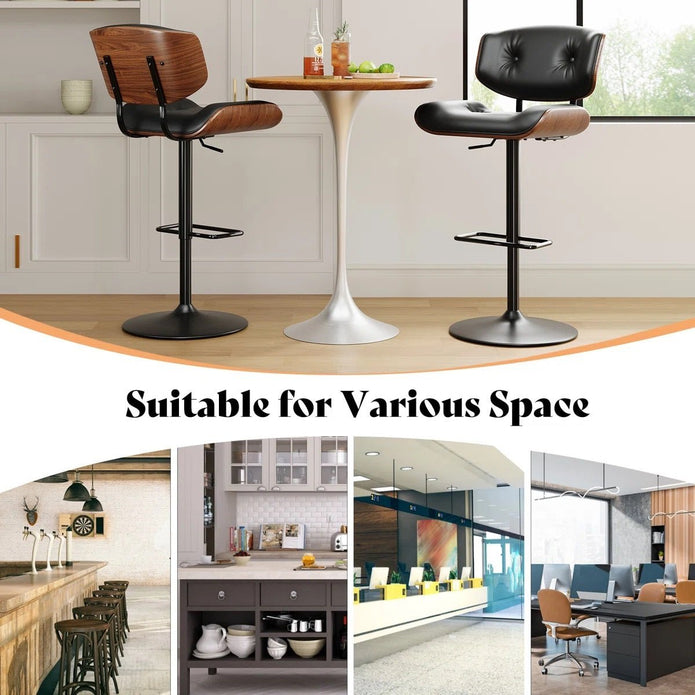 SERENITa European Wooden Black Modern Bar Stools Swivel Bar Stool Chair Counter Height Bar(Black)stool with V255-SE-BS5517-BLACK