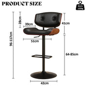 SERENITa European Wooden Black Modern Bar Stools Swivel Bar Stool Chair Counter Height Bar(Black)stool with V255-SE-BS5517-BLACK