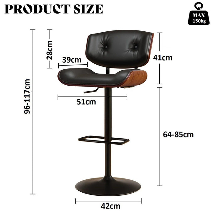 SERENITa European Wooden Black Modern Bar Stools Swivel Bar Stool Chair Counter Height Bar(Black)stool with V255-SE-BS5517-BLACK
