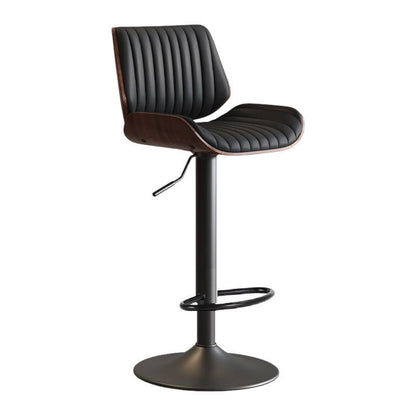 SERENITa European Wooden Modern Bar Stools Bistro Stool with Rotating and Aerodynamic Multi-levelled(Black) V255-SE-BS5518-BLACK