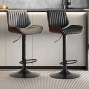 SERENITa European Wooden Modern Bar Stools Bistro Stool with Rotating and Aerodynamic Multi-levelled (Grey) V255-SE-BS5518-GREY