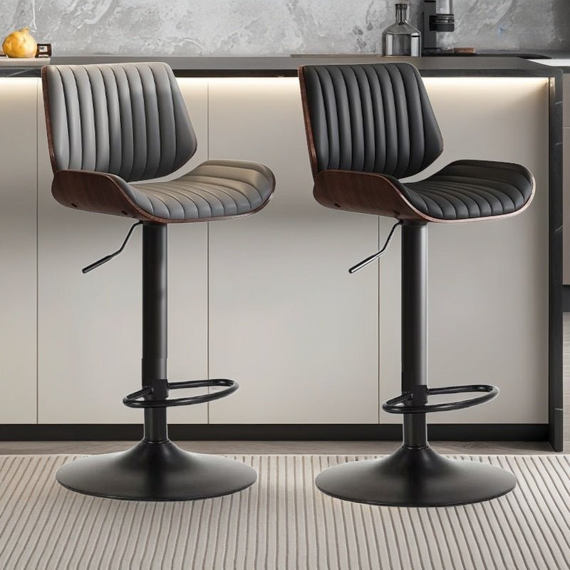 SERENITa European Wooden Modern Bar Stools Bistro Stool with Rotating and Aerodynamic Multi-levelled (Grey) V255-SE-BS5518-GREY