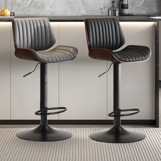 SERENITa European Wooden Modern Bar Stools Bistro Stool with Rotating and Aerodynamic Multi-levelled (Grey) V255-SE-BS5518-GREY