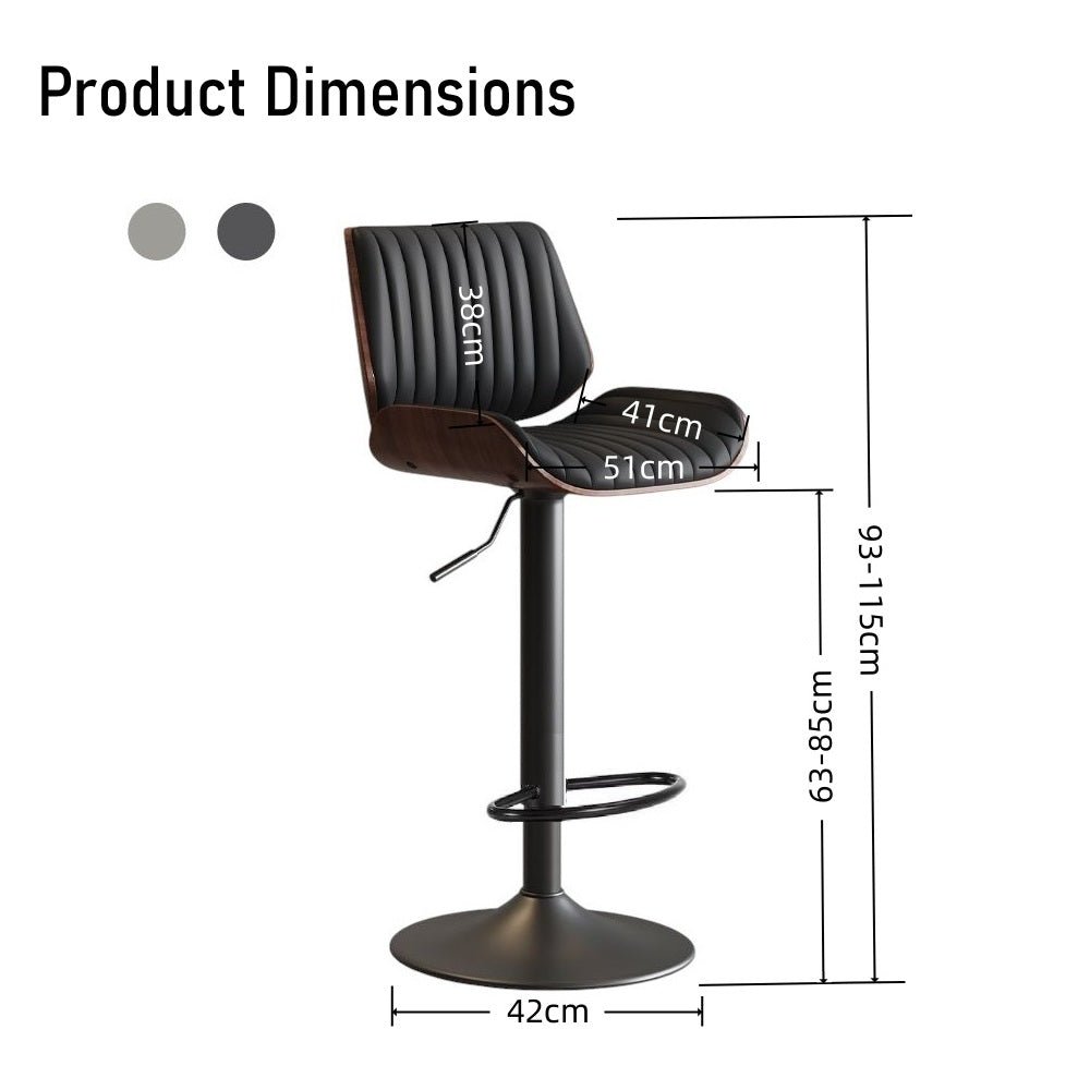 SERENITa European Wooden Modern Bar Stools Bistro Stool with Rotating and Aerodynamic Multi-levelled (Grey) V255-SE-BS5518-GREY