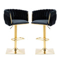 SERENITa Modern Velvet Breakfast Bar Stools Swivel Barstools Adjustable Counter Stools with Backrest Set of 2 V255-SE-GP1782-BLACK