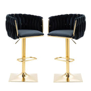 SERENITa Modern Velvet Breakfast Bar Stools Swivel Barstools Adjustable Counter Stools with Backrest Set of 2 V255-SE-GP1782-BLACK