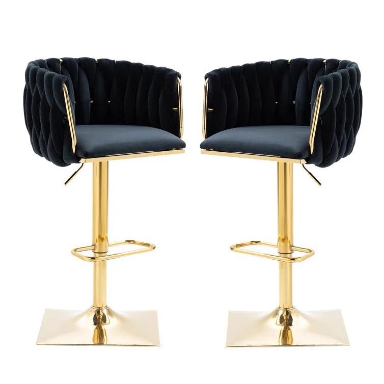 SERENITa Modern Velvet Breakfast Bar Stools Swivel Barstools Adjustable Counter Stools with Backrest Set of 2 V255-SE-GP1782-BLACK