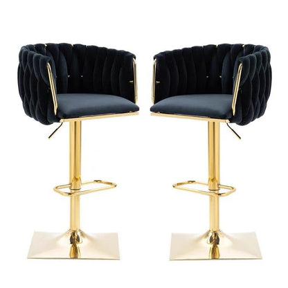 SERENITa Modern Velvet Breakfast Bar Stools Swivel Barstools Adjustable Counter Stools with Backrest Set of 2 V255-SE-GP1782-BLACK