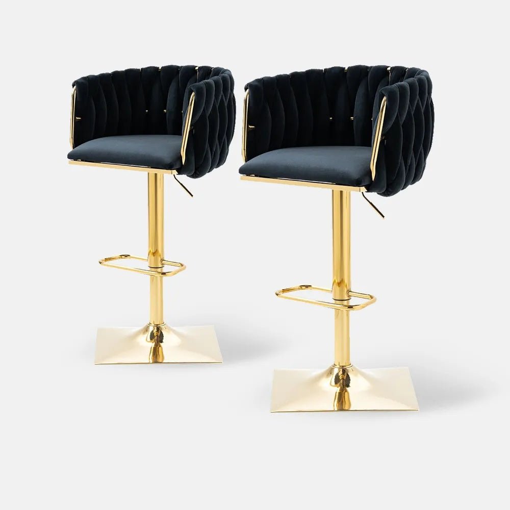 SERENITa Modern Velvet Breakfast Bar Stools Swivel Barstools Adjustable Counter Stools with Backrest Set of 2 V255-SE-GP1782-BLACK