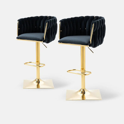 SERENITa Modern Velvet Breakfast Bar Stools Swivel Barstools Adjustable Counter Stools with Backrest Set of 2 V255-SE-GP1782-BLACK