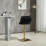 SERENITa Modern Velvet Breakfast Bar Stools Swivel Barstools Adjustable Counter Stools with Backrest Set of 2 V255-SE-GP1782-BLACK