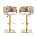 SERENITa Modern Velvet Breakfast Bar Stools Swivel Barstools Adjustable Counter Stools with Backrest Set of 2 V255-SE-GP1782-IVORY