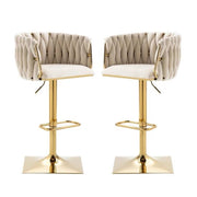 SERENITa Modern Velvet Breakfast Bar Stools Swivel Barstools Adjustable Counter Stools with Backrest Set of 2 V255-SE-GP1782-IVORY