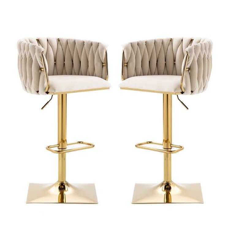 SERENITa Modern Velvet Breakfast Bar Stools Swivel Barstools Adjustable Counter Stools with Backrest Set of 2 V255-SE-GP1782-IVORY