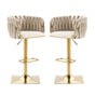 SERENITa Modern Velvet Breakfast Bar Stools Swivel Barstools Adjustable Counter Stools with Backrest Set of 2 V255-SE-GP1782-IVORY