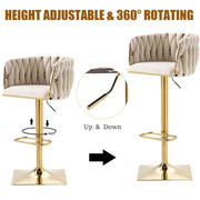 SERENITa Modern Velvet Breakfast Bar Stools Swivel Barstools Adjustable Counter Stools with Backrest Set of 2 V255-SE-GP1782-IVORY