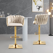 SERENITa Modern Velvet Breakfast Bar Stools Swivel Barstools Adjustable Counter Stools with Backrest Set of 2 V255-SE-GP1782-IVORY