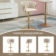 SERENITa Modern Velvet Breakfast Bar Stools Swivel Barstools Adjustable Counter Stools with Backrest Set of 2 V255-SE-GP1782-IVORY