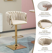 SERENITa Modern Velvet Breakfast Bar Stools Swivel Barstools Adjustable Counter Stools with Backrest Set of 2 V255-SE-GP1782-IVORY