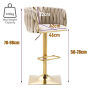 SERENITa Modern Velvet Breakfast Bar Stools Swivel Barstools Adjustable Counter Stools with Backrest Set of 2 V255-SE-GP1782-IVORY
