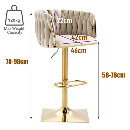 SERENITa Modern Velvet Breakfast Bar Stools Swivel Barstools Adjustable Counter Stools with Backrest Set of 2 V255-SE-GP1782-IVORY