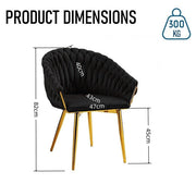 SERENITa Black Modern Velvet Dining Chairs, Upholstered Living Room Chair with Woven Back and Golden Metal V255-SE-GP1801-DC-BLACK