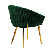 SERENITa Emerald Green Modern Velvet Dining Chairs, Upholstered Living Room Chair with Woven Back and Golden V255-SE-GP1801-DC-EGREEN