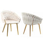 SERENITa Ivory Modern Velvet Dining Chairs, Upholstered Living Room Chair with Woven Back and Golden Metal V255-SE-GP1801-DC-IVORY