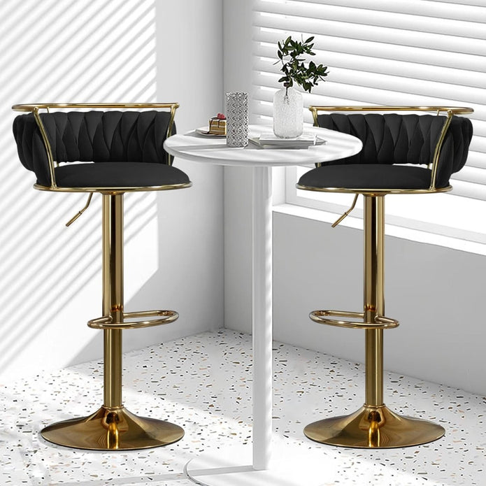 SERENITa Golden Swivel Upholstered Velvet Adjustable Height Counter Stool with Metal Frame Black (Set of 2) V255-SE-GP2312R-BLACK